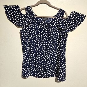 Zac & Rachel Navy Blue Sleeveless Ruffled Blouse